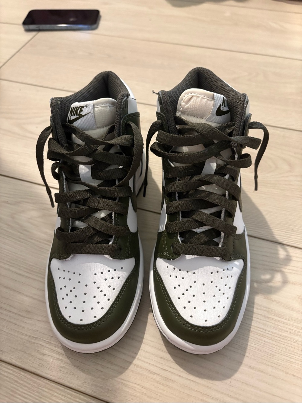 Nike Women’s High-Top Sneakers in White and Olive